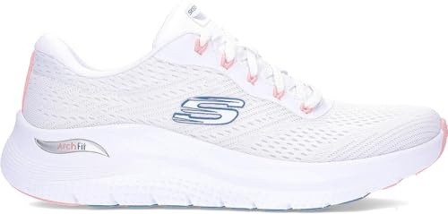 Skechers Sneaker Arch Fit 2.0 Big League, da Donna, Bianco Mesh Rosa Blu Trim, 39 EU
