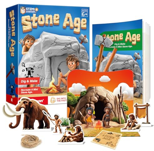EDUMAN Kit d'excavation pour enfants à partir de 6, 7, 8, 9, 10-12 ans, voyage de découverte dans le passé, jouet scientifique, cadeau d'anniversaire d'enfant et de Noël