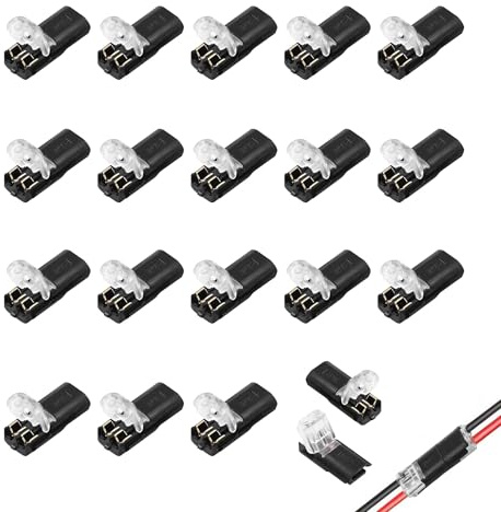 20Pcs Electrical Wire Connectors with Locking Buckle Wire Connectors Push Fit Electrical Connector Solder-Free Quick Two-Wire Butt Connector for Led Home Electrical Applications