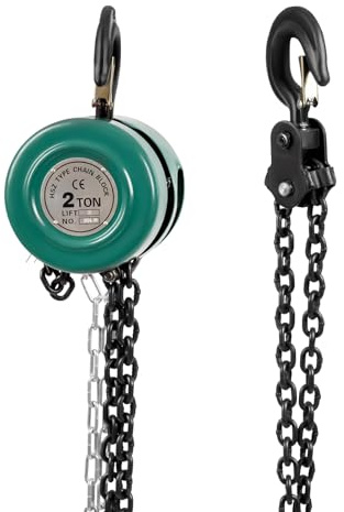 Paranco a catena manuale 1T/2T 3 m altezza di sollevamento, paranco a catena con colori verde e rosso, con gancio girevole a 360° e meccanismo di frenatura sicuro, paranco a catena in acciaio al