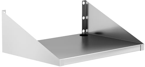 HOCCOT Stainless Steel Microwave Shelf Wall Mount, Commercial 430 Steel Metal Rack, Heavy Duty 150 lbs Floating Shelving, Cord Management Hole for Kitchen, Laundry, Garage 20x15