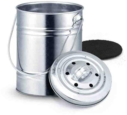 Compostiera da banco per cucina, compostatrice da interno con coperchio e secchio interno, secchio per compost alimentare in metallo per scarti alimentari e riciclaggio dei rifiuti