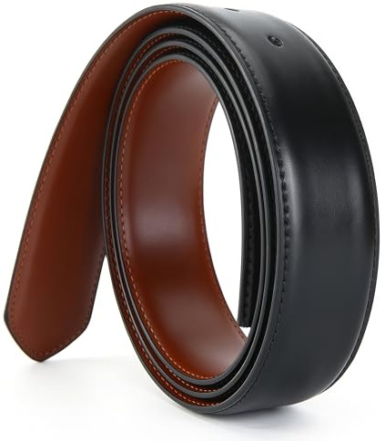 Nelbons – Ceinture homme en cuir véritable, sans boucle, interchangeable, compatible boucles amovibles, largeur 2,8/3,0/3,2/3,5 cm (S01/longueur 130 Cm Convient À la Taille 28-46, Largeur 3.0 cm)