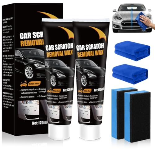 Kit Rimuovi Graffi Auto, 2 Pzs 120ml Polish Auto Rimuovi Graffi, Rimozione Graffis Auto sper Veicoli, Pasta per Riparazione Graffis Autos, Car Scratch Remover per Graff-i Aut-o Leggeri e Medi