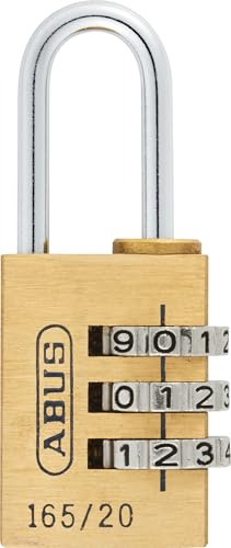 ABUS Combination Padlock 165/20 - Brass Padlock - with Individually Adjustable Combination Code - Suitcase, Locker, Gym, School Lock - ABUS Security Level 3