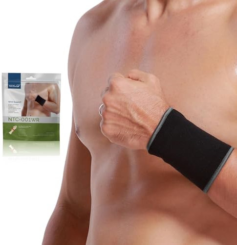 NEOtech Care Handgelenkbandage - elastisches und atmungsaktives Strickgewebe für Tennis, Fitnessstudio, Sport (Schwarz, 1 Einheit, Größe XXL)