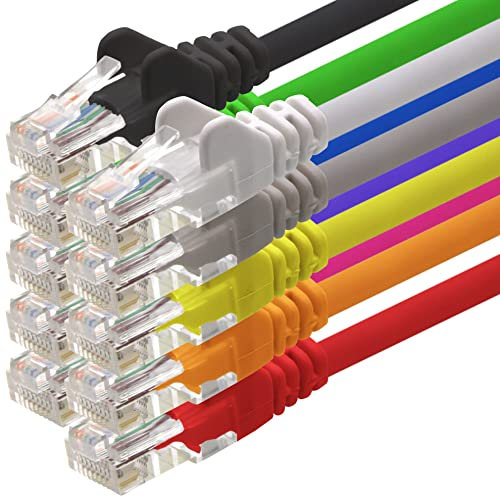 1aTTack.de Câble réseau Cat 6 10 Couleurs - 0,25 m - (Set) - Câble Ethernet CAT6 Câble Lanka Câble Patch 1000 Mbits
