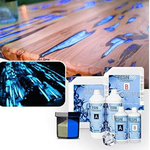 Resin Pro® 1.6Kg Resina Epossidica e Pigmento A Base Bianca Colore Blu Per Legno, Tavolo Fiume, Fai Da Te, Creazioni Artistiche (1.6 Kg)
