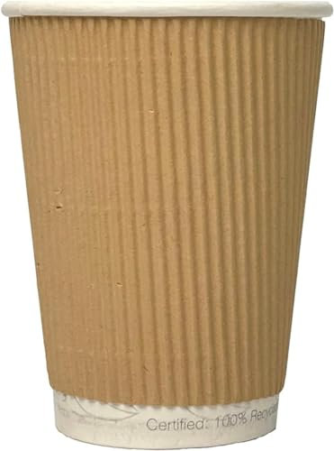 Silver Star | 8oz, 500 | Disposable Coffee Paper Cups Leak-Proof, Eco-Friendly Biodegradable Cups for Hot and Cold Drinks, Triple Walled Ripple Cups