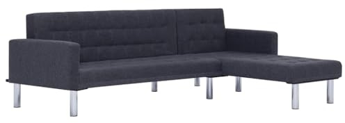 vidaXL Schlafsofa in L-Form Dunkelgrau Polyester