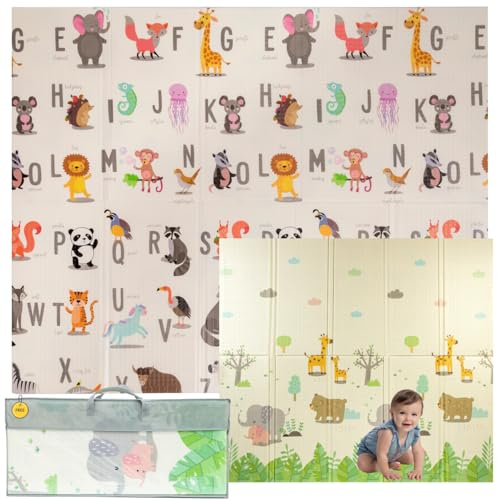 Alfombra Bebe Acolchada Plegable 180x200x1,5cm – Tapete Actividades Impermeable Reversible – Gimnasio Infantil – Manta Juegos y Regalo Ideal – Parque Infantil Bebé – Tapete Bebé – Colchoneta Suelo
