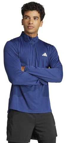 adidas Hombre Train Essentials Training 1/4-Zip Long Sleeve tee, Dark Blue, S