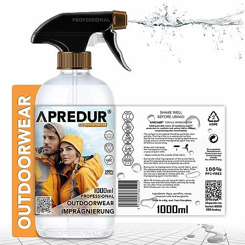 APREDUR 1L Outdoor WEAR Jacke Funktionskleidung Imprägniermittel Imprägnierung Imprägnierspray Imprägniermittel für synthetische und Baumwollstoffe Lösemittel und PFC-Frei