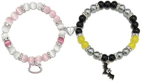 RIXERKOC Braccialetti di Amicizia Abbinati per Coppie di Migliori Amici, Braccialetti Magnetici Bracciale Spider Kitty, Regali di Gioielleria per San Valentino Halloween Compleanno