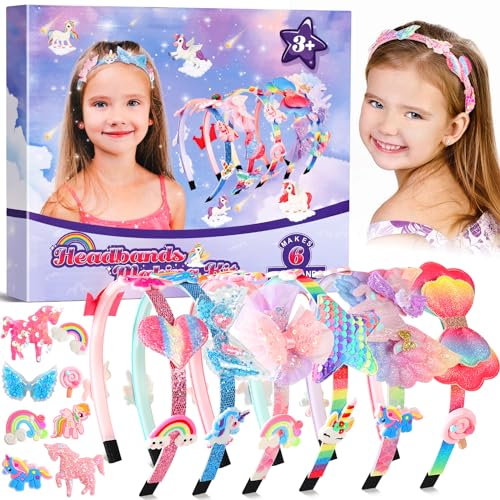 Pourbibi Cadeau Fille 3 4 5 6 7 8 9 10 Ans, Activites Manuelles pour Enfants, Jouet Fille 3-11 Ans, Loisir Créatif Enfant, Jeux Enfant 3-6 Ans - Kit de Fabrication de Bandeaux pour Fille