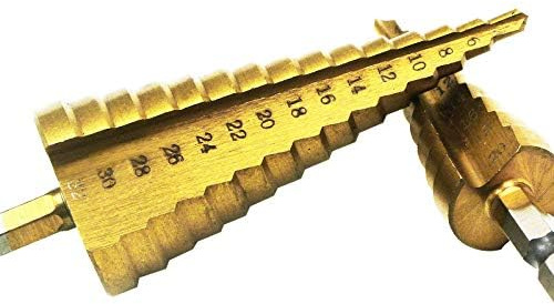 4-32mm acciaio ad alta velocità titanio rivestito Step Drill, Trapano Conico con Attacco Esagonale da 1/4, Ideale per Metallo, Plastica e Legno