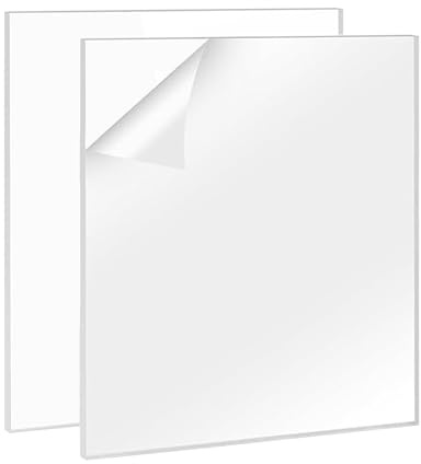 HEIYUET 2 pièces 30 x 30 cm Plaque Acrylique Transparente, Plaque Acrylic Transparent pour le Remplacement du Verre du Cadre Photo, l'affichage des Projets, la Peinture, 6 mm, carrées