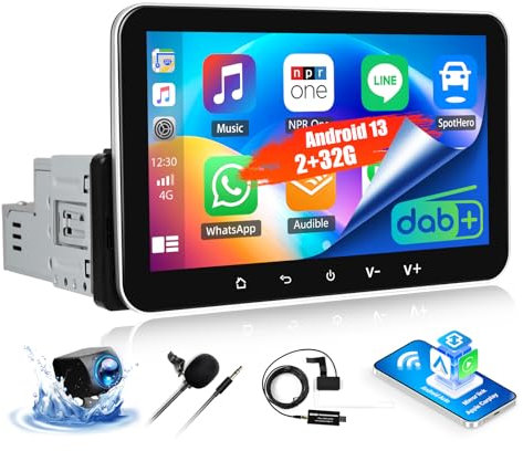 OiLiehu 2+32G Android 13 Single Din DAB+ Car Stereo with Wireless CarPlay Android Auto Mirror Link, 7 IPS Touch Screen 1 Din Radio with WiFi GPS Navi Bluetooth FM/RDS/Dab Radio EQ SWC Backup Camera