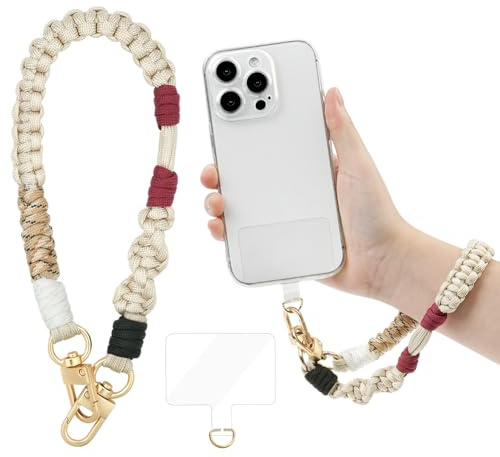 BUTBU Cuerda para Movil Muñeca, Cordón de Correa de Muñeca de Mano, Cadena para Teléfono Móvil Corta, Compatible con La Mayoría De Los Smartphones (Fondo de Preparación)