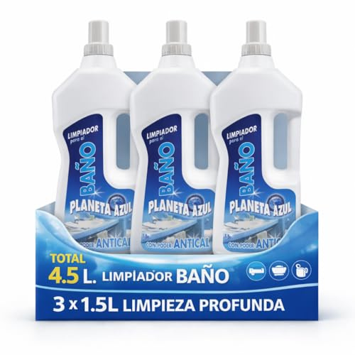 Gel limpiador de baño, Limpiador Antical para baño, Producto liquido para limpieza Baño y WC, desinfectante antibacterias sin lejía, Apto para WC, azulejos y suelo, Contiene 3 Botellas de 1.50 Litros