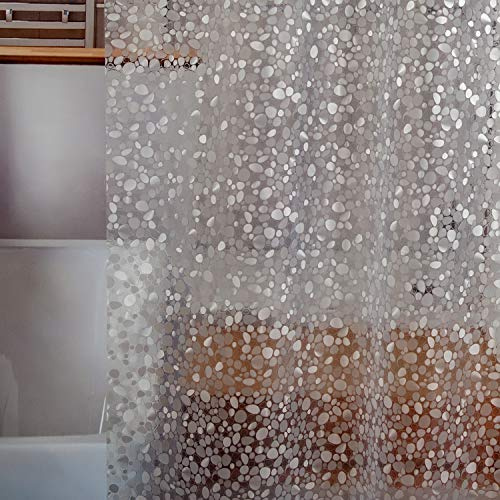 Bostofy Waterproof Shower Curtain Liner 8G EVA Thick with Heavy Duty 3 Bottom Magnets, Shower Liner for Shower Stall, Bathtubs, 3D Pebble Pattern, 72 x 72,12 Hooks