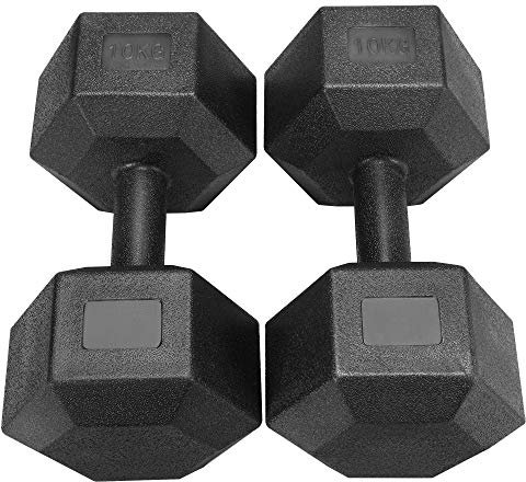 Yaheetech Kurzhanteln 2er Set Hantelset Fitness Hantel PVC Dumbbells aus Beton für Krafttraining, 2 x 10 KG