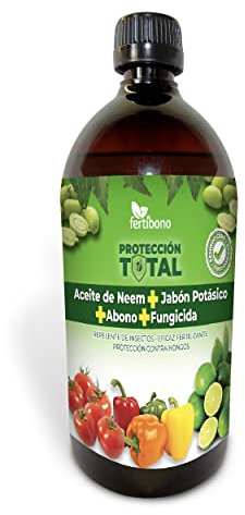 FERTIBONO PROTECCION TOTAL Jabón Potásico y Aceite de Neem – Cuidado Natural 100% para Plantas | 250 ml | Fortalece, Limpia y Equilibra | Ideal para Huertos y Jardines Ecológicos