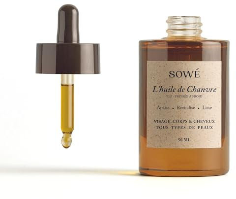 Olio di canapa puro, biologico, naturale e spremuto a freddo, 50 ml, olio