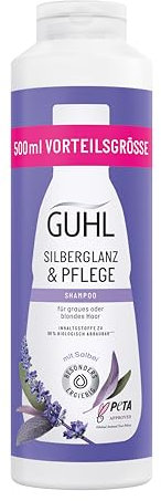 Guhl Silberglanz & Pflege Shampoo - Inhalt: 500 ml - Vorteilsgröße - Anti-Gelbstich - Für blondes & graues Haar - Pflegend