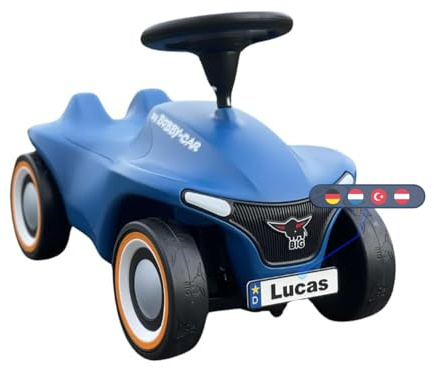 3D-Druck Camper Nummernschild passend für Bobby Car, individuelles Tretauto Kennzeichen mit Wunschtext, inkl. Befestigung, Made in Germany - für Bobbycar Modell Neo, zur Anbringung Vorne