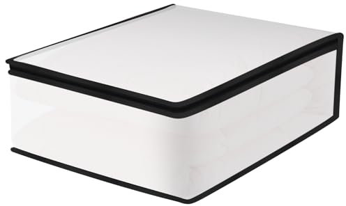 Underbed Storage Bags, White With Zipper for Sweaters, Blankets, Quilts, Clothes, Bedding - PEVA Closet Comforter Organizer With Handles, Small