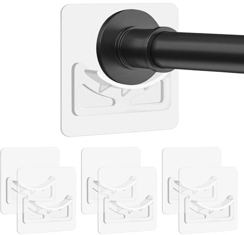 YHTCC Shower Pole Holder,6-Piece Adhesive Wall Mounted Shower Poles Extendable No Drill,Not Include Shower Curtain Rod(Rod Not Included)