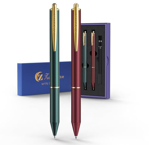 Zalantan Kugelschreiber Metall Schreibgeräte 0.5MM - Glattes Schreiben, Archivtinte, auslaufsicher, luxuriöses Messinggehäuse,Büroartikel Schule Prüfung ideales Geschenkset - 2 Stifte/Box