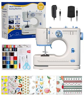 Portable Sewing Machine Ideal for Beginners, Adults, and Kids - 12 Built - in Stitches, Basic Sewing Kit Included, 2 - Speed Foot Pedal, Perfect for Home Use (White)