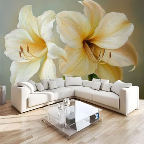 Fotomural Efecto Flores Naturales 3D Papel Tapiz, Rosa Zorro Blanco Papel Pintado Papel Tapiz 3D decoración de La Pared Murales, Sala de Estar Dormitorio Papel Pintado 150Anx105Al Cm