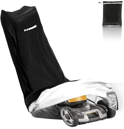 Housse de protection imperméable pour tondeuse à gazon en tissu Oxford 210D avec cordon de serrage et sac de rangement pour tracteur à gazon (195 x 108 x 66 cm)