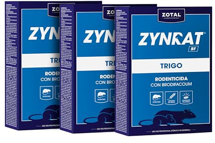 Zotal BF Trigo Veneno para Ratas Pack 3 Unidades – Cebo Anticoagulante con Brodifacoum para Eliminación Eficaz de Ratones y Ratas