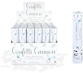 Henbrandt 12 x White Paper Confetti Cannons with White Biodegradable Paper 20cm Confetti Shooters for Wedding Celebration Birthday Party Baby Shower Decorations