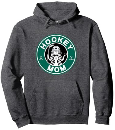 Hockey Mom for Women Mother of Hockey Player Women's Pullover Hoodie, Adult Unisex, Dark Heather Grey, Large