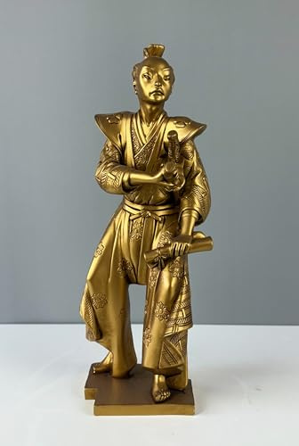 HISTONICA Japansk samuraj skulptur konst, 33 cm/13 tum, byststaty, staty dekor (guld)