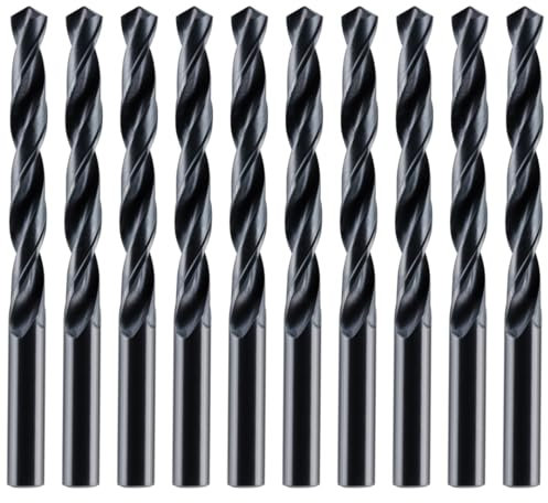 Box Of 10 x 6.8mm HSS Jobber Drill Bits - Black Roll Forged HSS-R for Carbon + Alloy Steel, Plastics & Wood. DIN338 (6.8mm x 109mm (17/64))