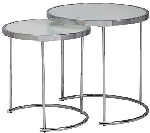 KADIMA DESIGN 2tlg Runder Glas Couchtisch Set, modernes Design mit Stauraum, platzsparend