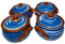 etara Wein&Feinkost Kollektion/Tontopf, Auflaufform, Schmortopf mit Deckel, Güvec, Brottopf, Joghurttopf, Keramik, bulgarische Tradition, hochwertige Handarbeit (Blau - Weiß, 4x 700ml)