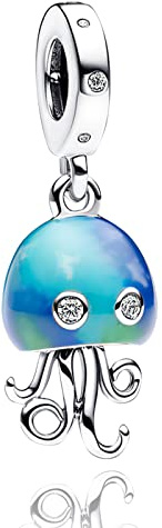 Annmors 925 Sterling Silber Bead Charms für Europäische Armbänder Halskette Perlen farbwechselnde Qualle Charm 5A Zirkonia,Weihnachten,Valentinstag,Muttertag,Geschenkanhänger für Frauen und