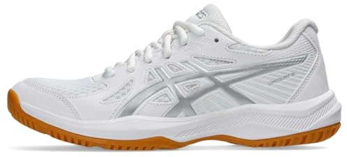 ASICS Women's Upcourt 6 Volleyball Shoes, 8.5, White/Pure Silver