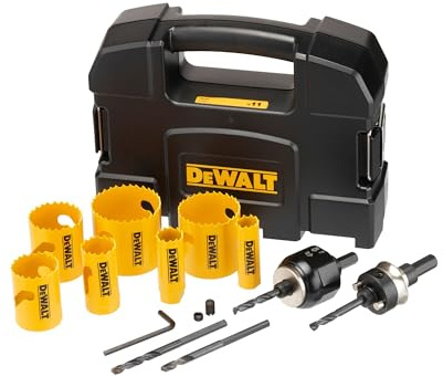 DEWALT EXTREME Set di Seghe a Tazza Bimetalliche, 11 pezzi (7 seghe a tazza, 2 mandrini e 2 punte pilota), DT90355-QZ