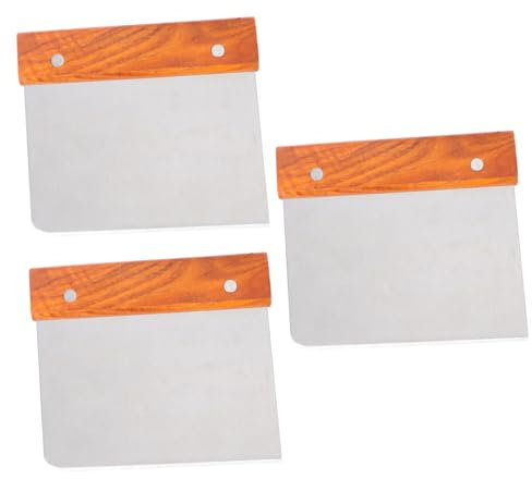 Cabilock Espátula Metálica 1 Juego 3 Piezas Raspador De Harina De Acero Inoxidable Raspador Plano Raspador De Tazón Raspador De Banco De Acero Inoxidable Mango De Madera Escritorio