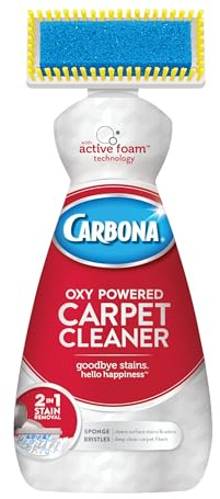 Carbona Limpiador de alfombras con cepillo | Espuma alimentada por oxígeno para eliminar manchas | 13.5 onzas líquidas
