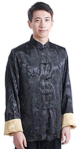 FGDIUCVN Kampfsportbekleidung für Herren, beidseitig wendbar, Mantel, Jacke, Tang-Anzug, traditionelles chinesisches Langarm-Kampfsport-Kung-Fu-Shirt, Beige, XL