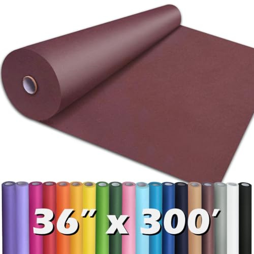 PerkHomy Wine Red Kraft Paper Roll 36 x 3,600 (300') for Gift Wrapping Bouquet Flower Art Painting Craft Writing Packaging Shipping 80GSM 55LB (Wine Red, 36 x 300')